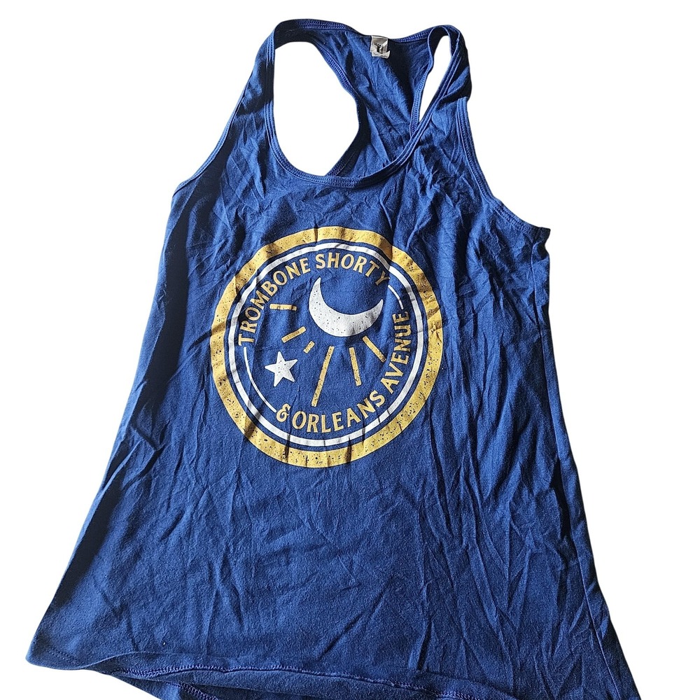 Ideal T By Next Level Tank Top Womens M Blue Trombone Shorty Band Shirt Music - Picture 1 of 4